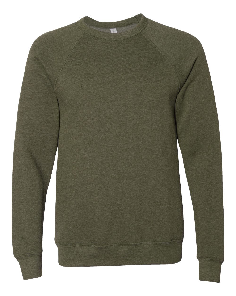 BELLA+CANVAS Sponge Fleece Raglan Crewneck 3901 in Heather Olive