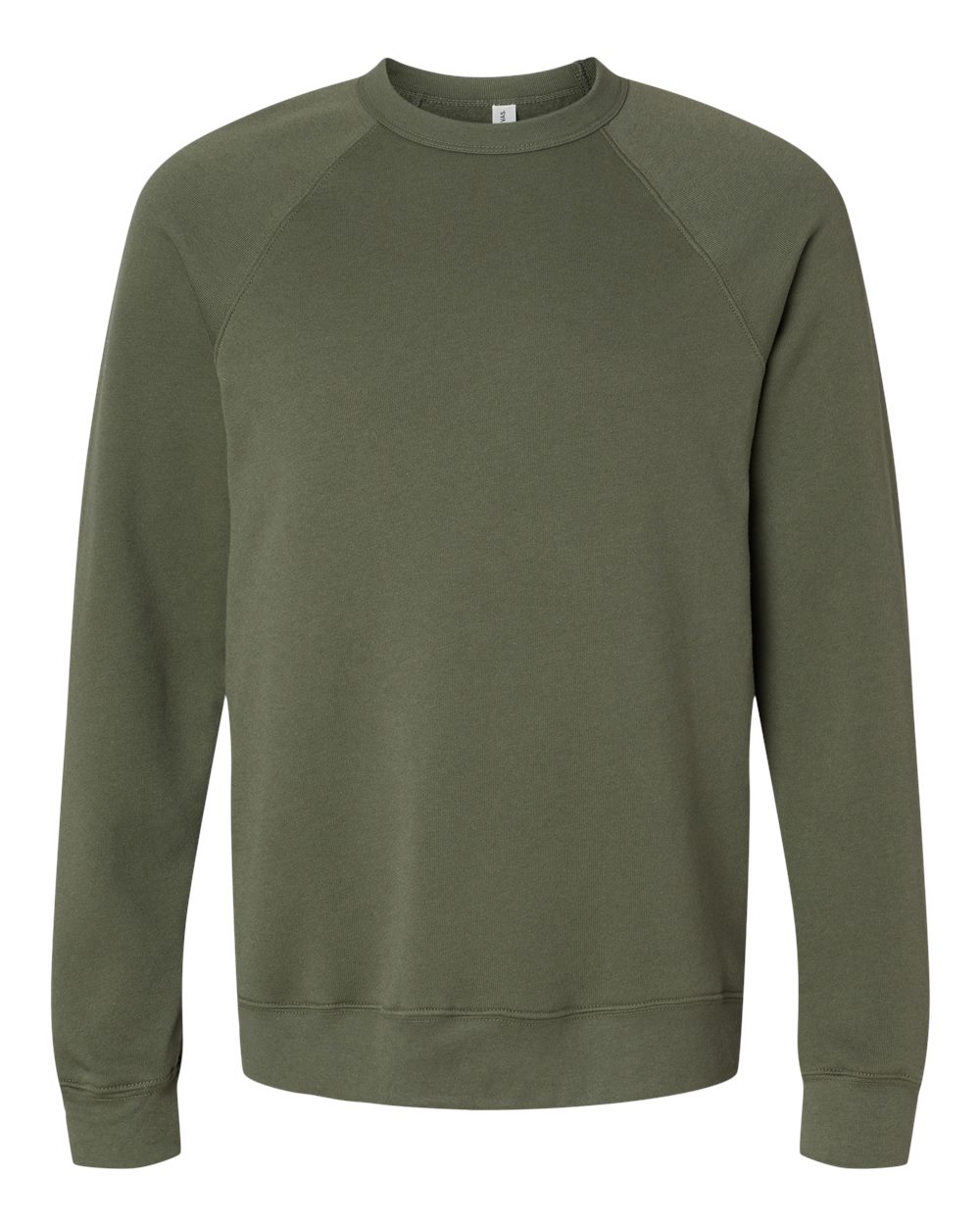 BELLA+CANVAS Sponge Fleece Raglan Crewneck 3901 in Military Green