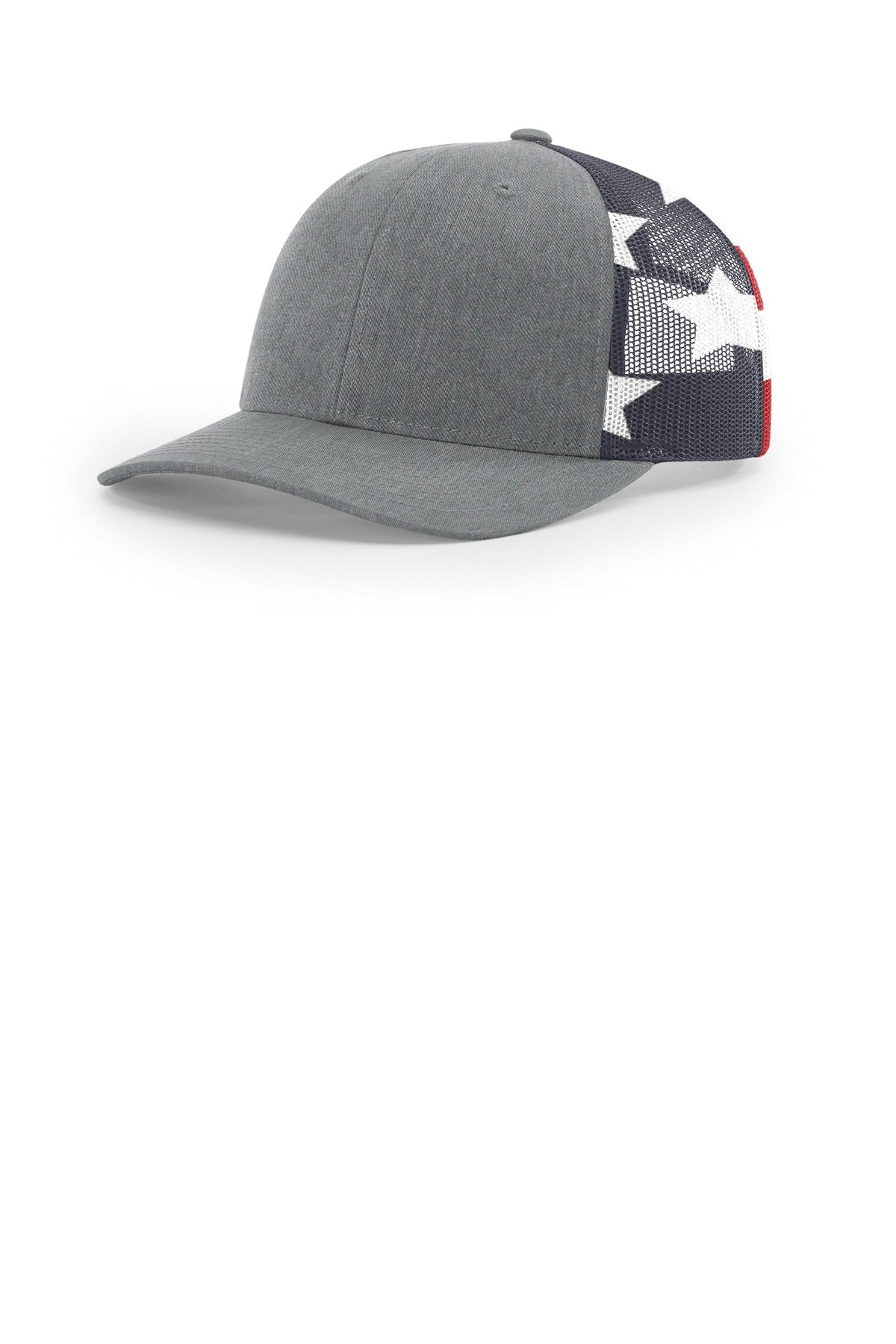 Richardson Printed Mesh Trucker 112PM - Heather Grey/Stars Stripes