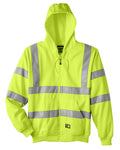 Berne HVF021 Hi-Vis Class 3 Lined Hooded Sweatshirt - Hi-Vis Yellow