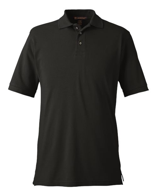 Harriton M200 Men's Pique Polo in Black