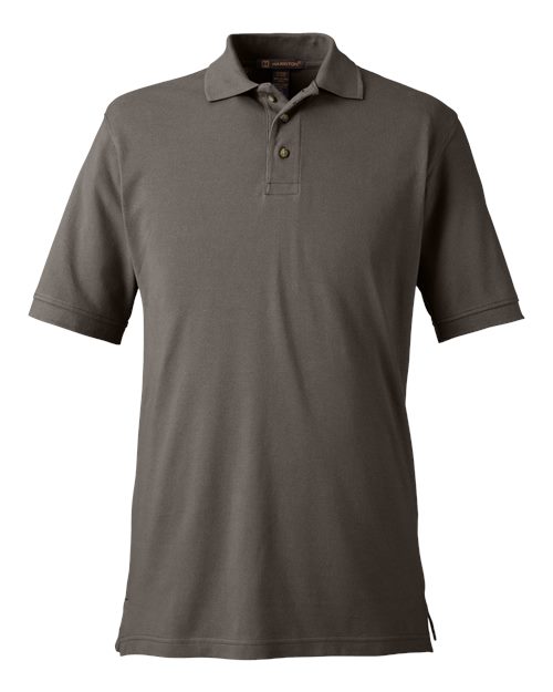 Harriton M200 Men's Pique Polo in Charcoal