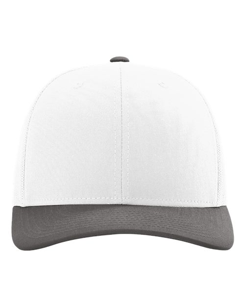 Richardson 112 Snapback Trucker Cap in White/ Charcoal