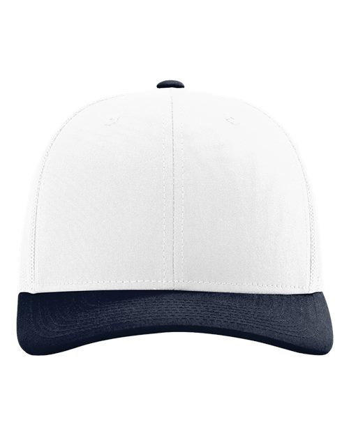 Richardson 112 Snapback Trucker Cap in White/ Navy