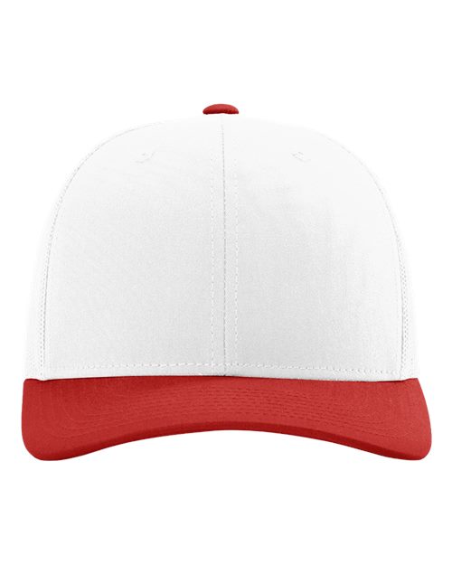 Richardson 112 Snapback Trucker Cap in White/ Red