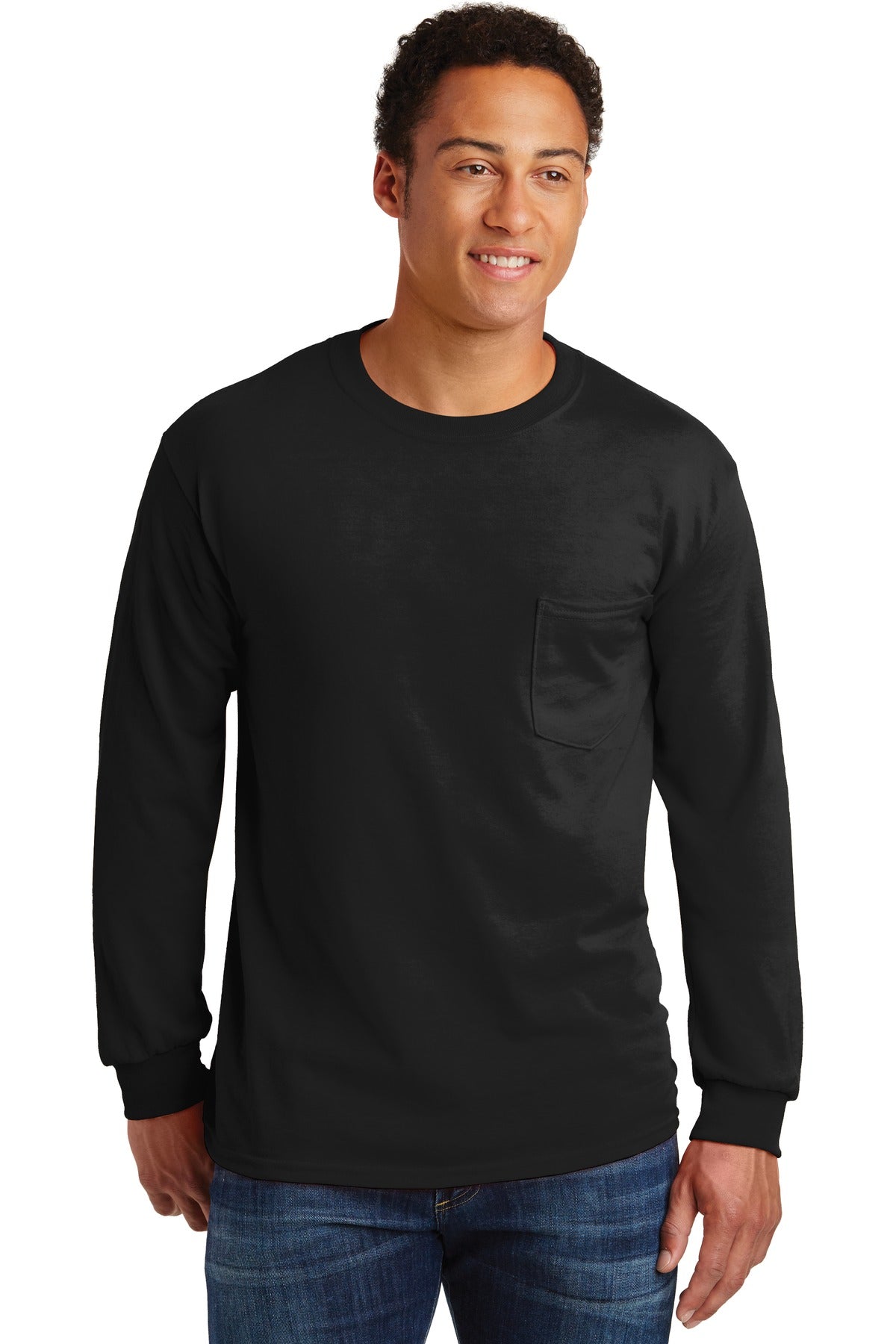 Gildan  - Ultra Cotton  100% US Cotton Long Sleeve T-Shirt with Pocket.  2410