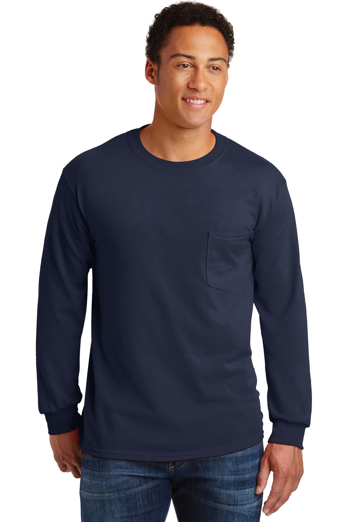 Gildan  - Ultra Cotton  100% US Cotton Long Sleeve T-Shirt with Pocket.  2410