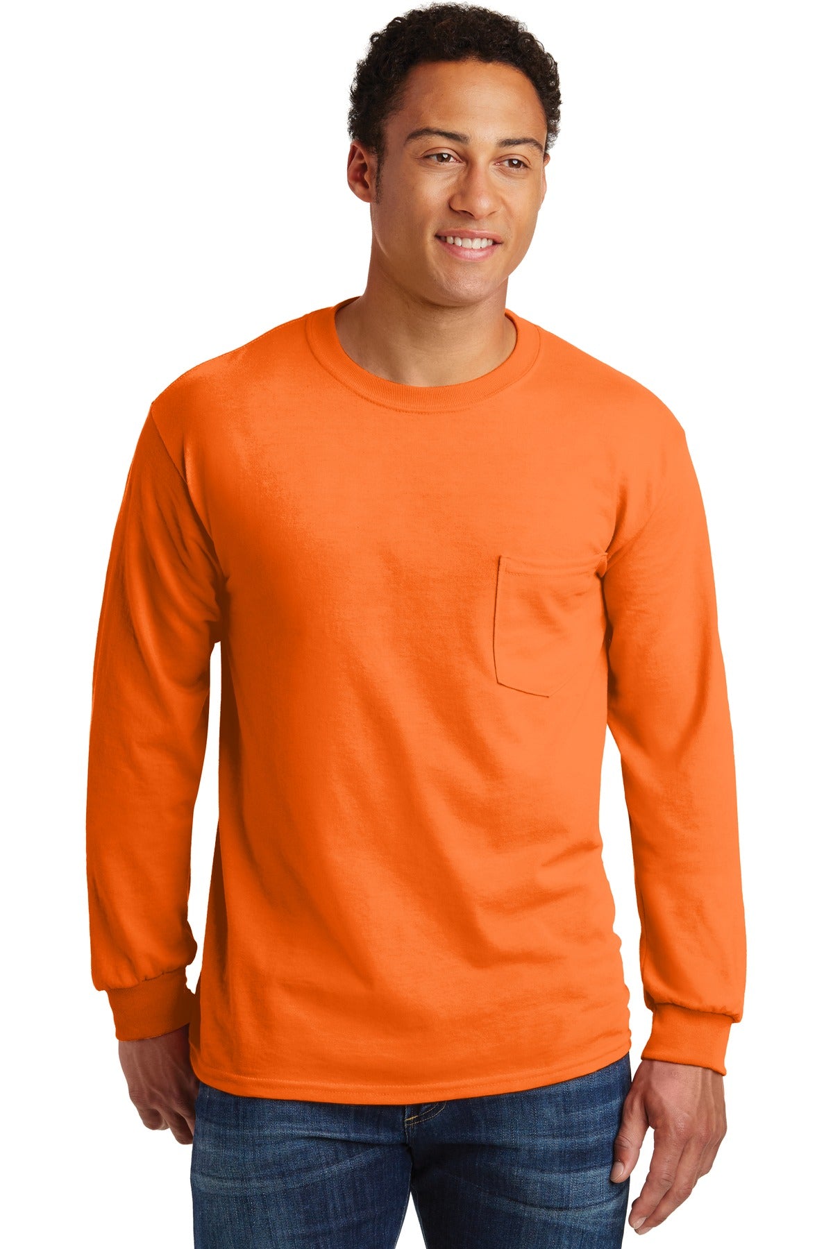 Gildan  - Ultra Cotton  100% US Cotton Long Sleeve T-Shirt with Pocket.  2410
