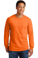 Gildan  - Ultra Cotton  100% US Cotton Long Sleeve T-Shirt with Pocket.  2410