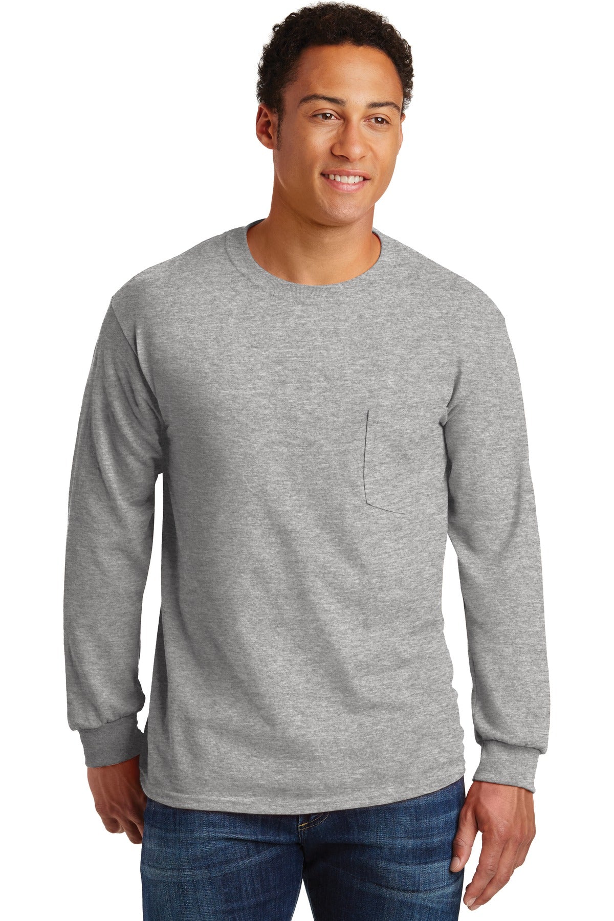 Gildan  - Ultra Cotton  100% US Cotton Long Sleeve T-Shirt with Pocket.  2410