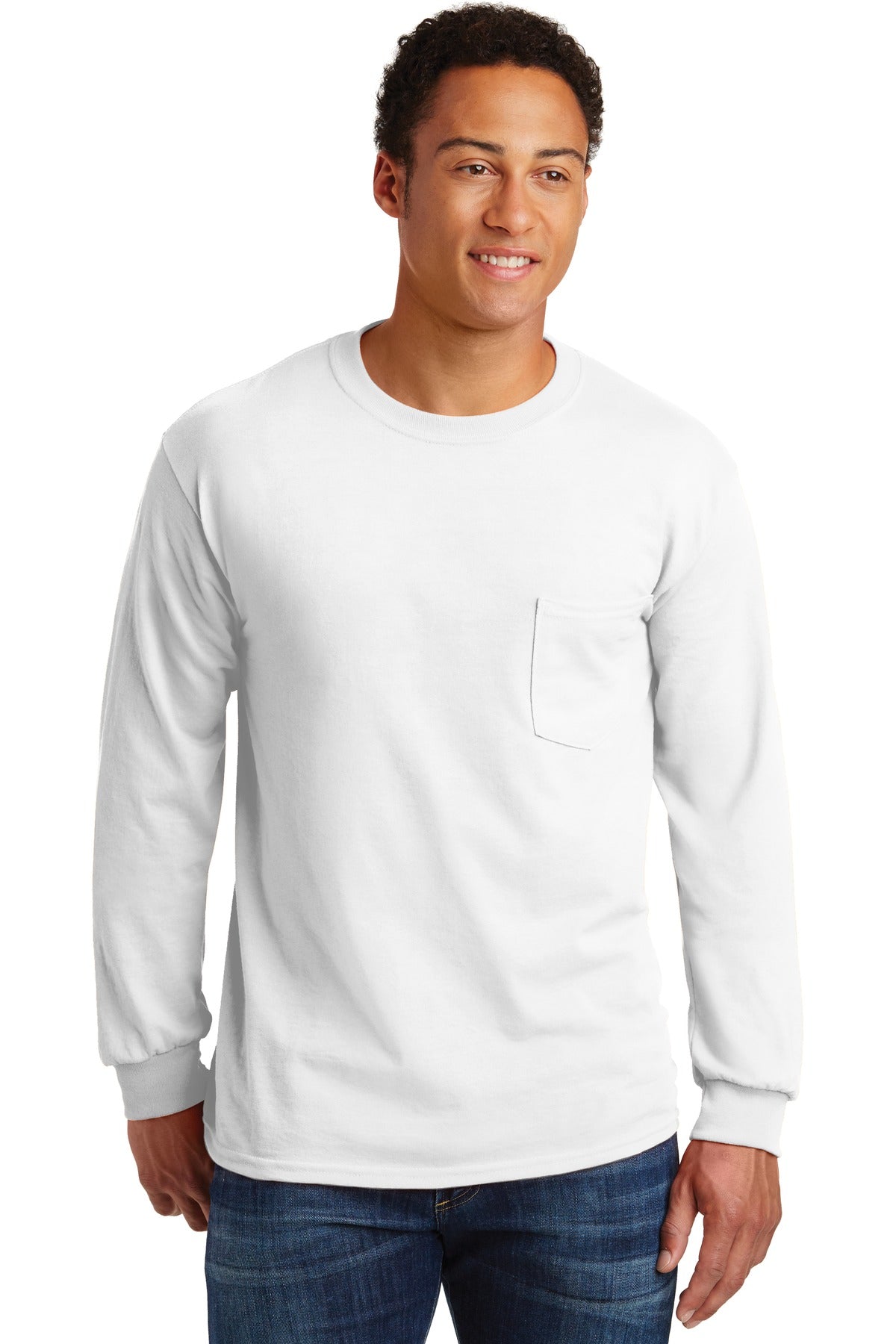 Gildan  - Ultra Cotton  100% US Cotton Long Sleeve T-Shirt with Pocket.  2410