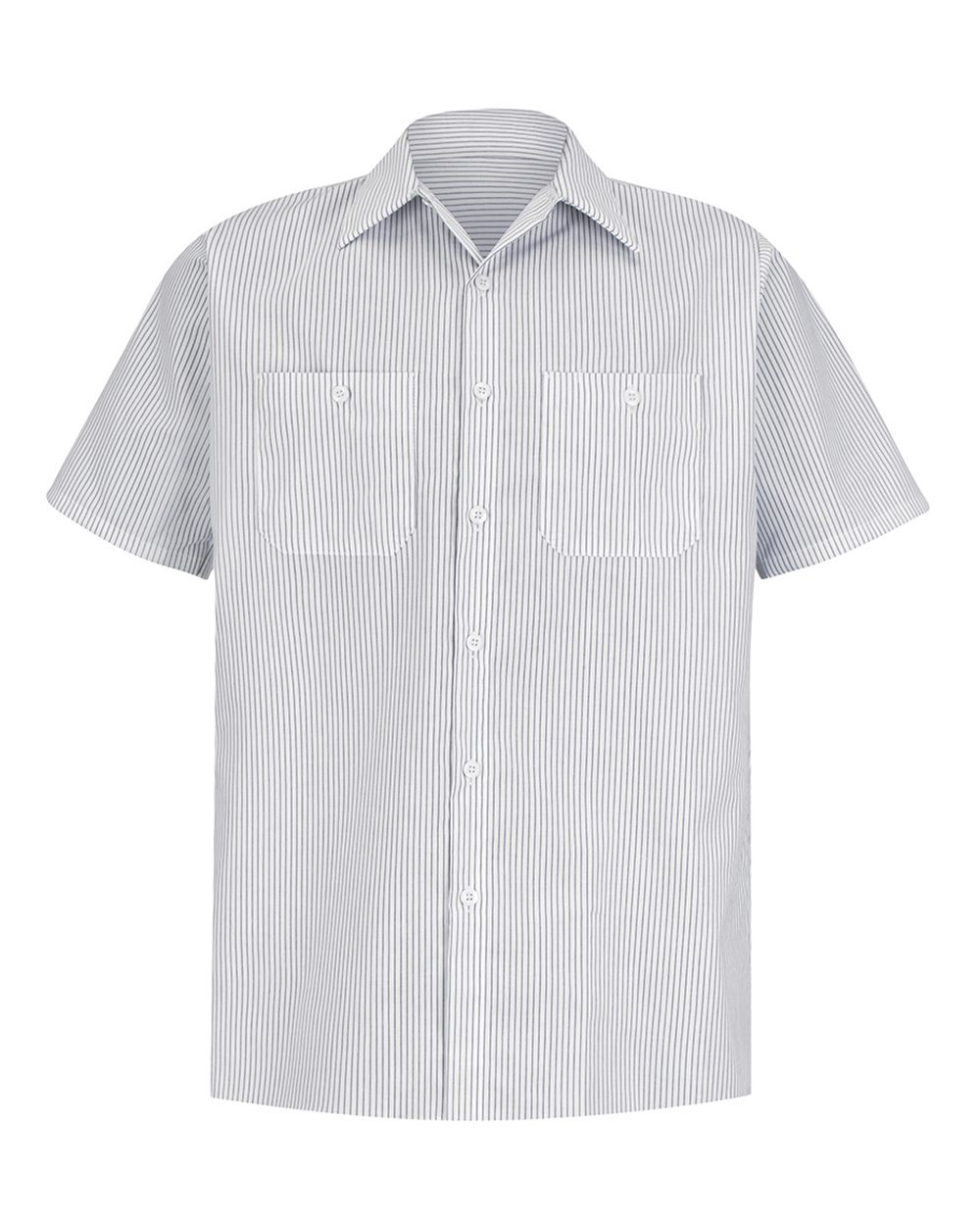 Red Kap SP20 Premium Short Sleeve Work Shirt - White/Charcoal Stripe