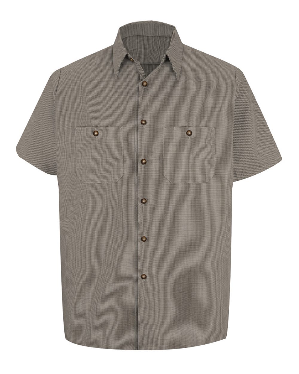 Red Kap SP20 Premium Short Sleeve Work Shirt - Khaki/Black Microcheck