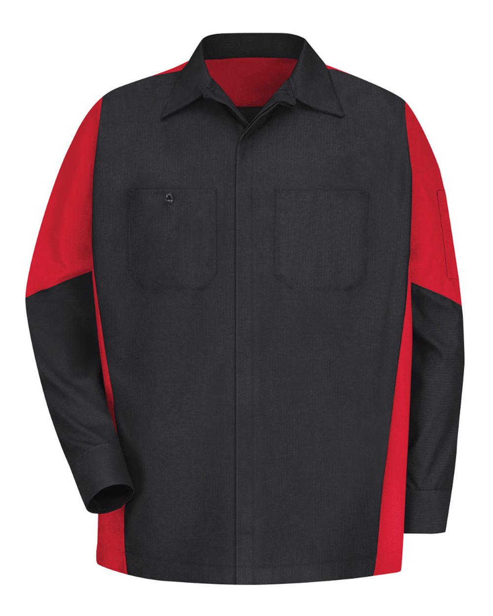 Red Kap SY10 Long Sleeve Automotive Crew Shirt - Black/Red