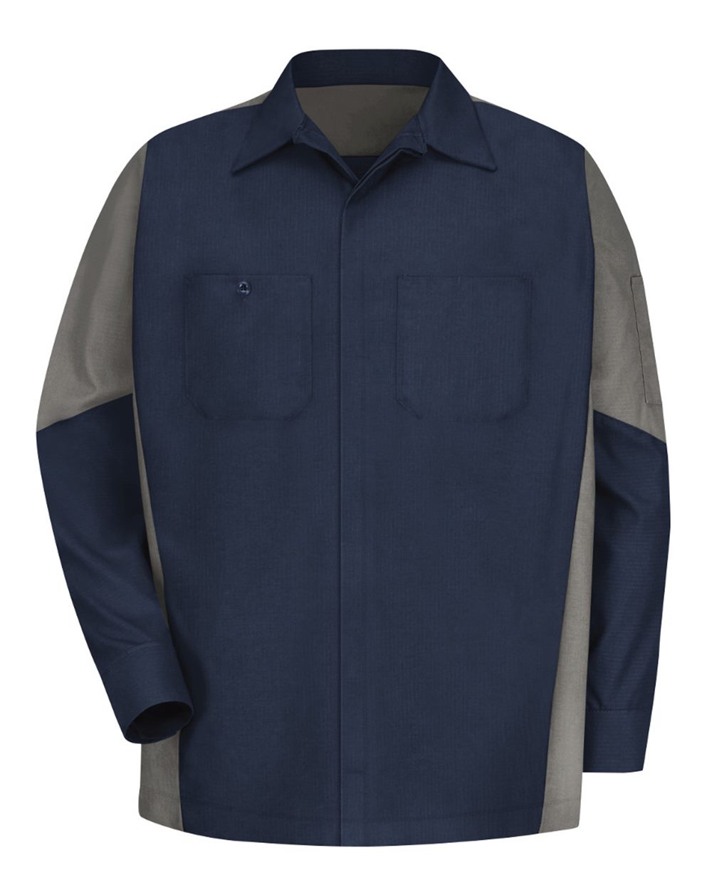 Red Kap SY10 Long Sleeve Automotive Crew Shirt - Navy/Grey