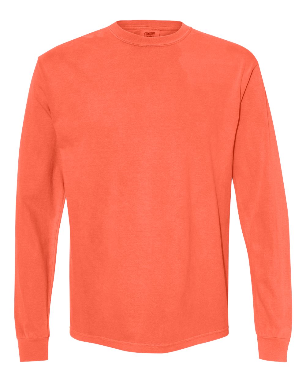 Comfort Colors 6014 Garment-Dyed Long Sleeve T-Shirt in Neon Red Orange