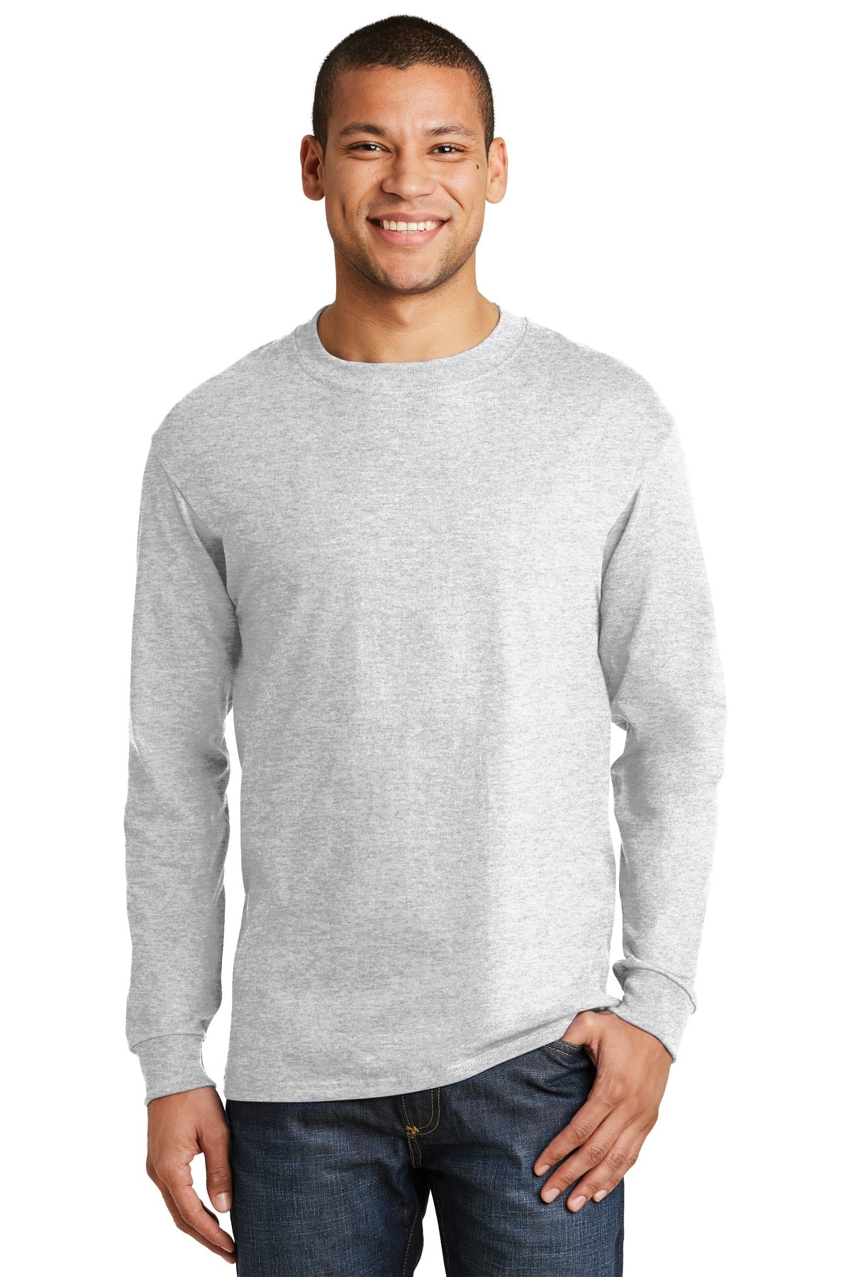 Hanes  Beefy-T  -  100% Cotton Long Sleeve T-Shirt.  5186
