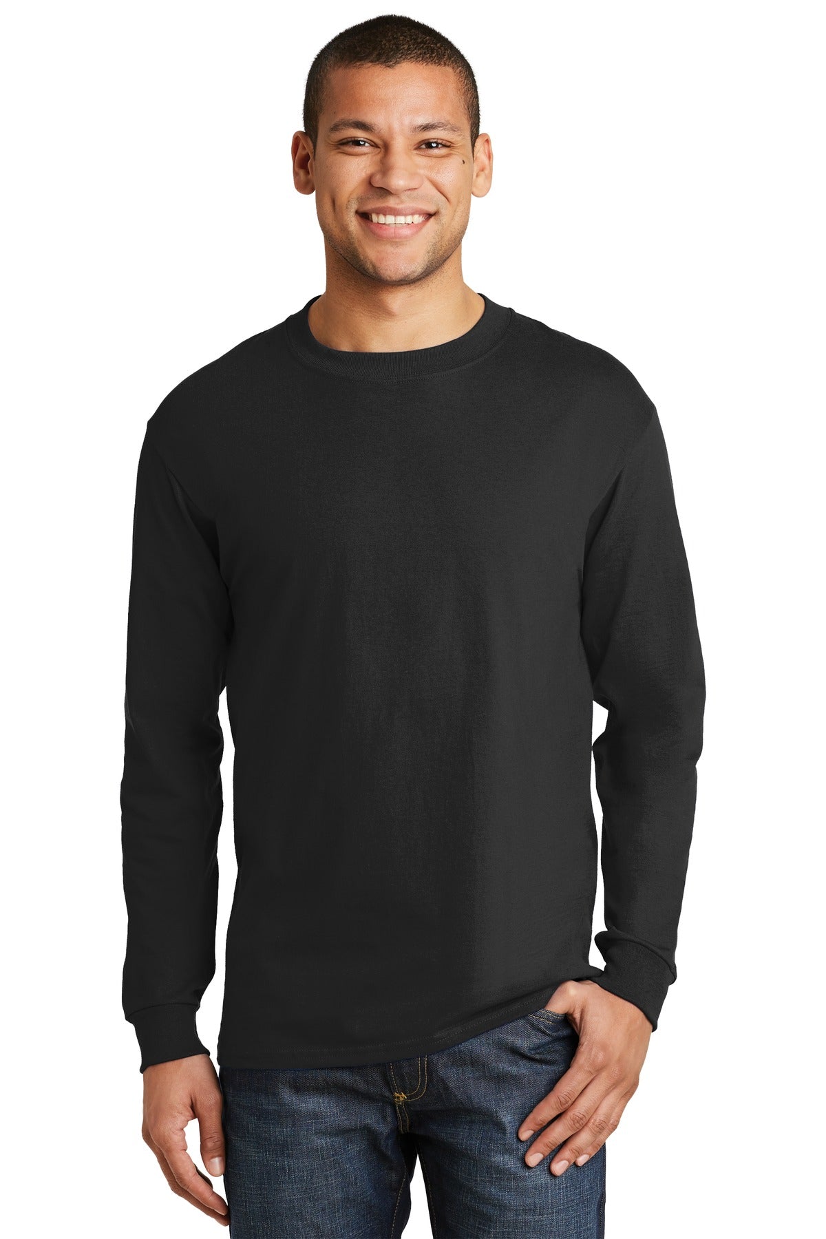 Hanes  Beefy-T  -  100% Cotton Long Sleeve T-Shirt.  5186