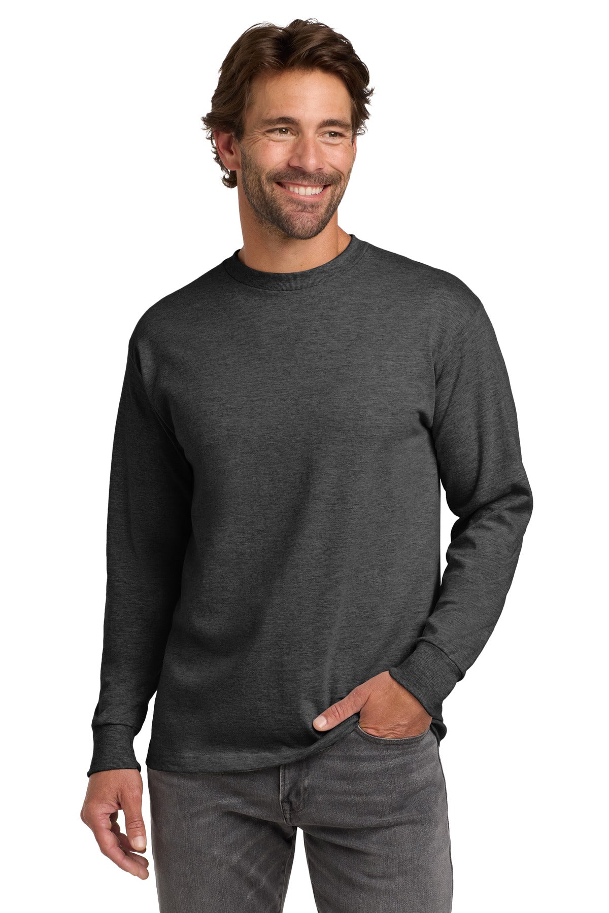 Hanes  Beefy-T  -  100% Cotton Long Sleeve T-Shirt.  5186