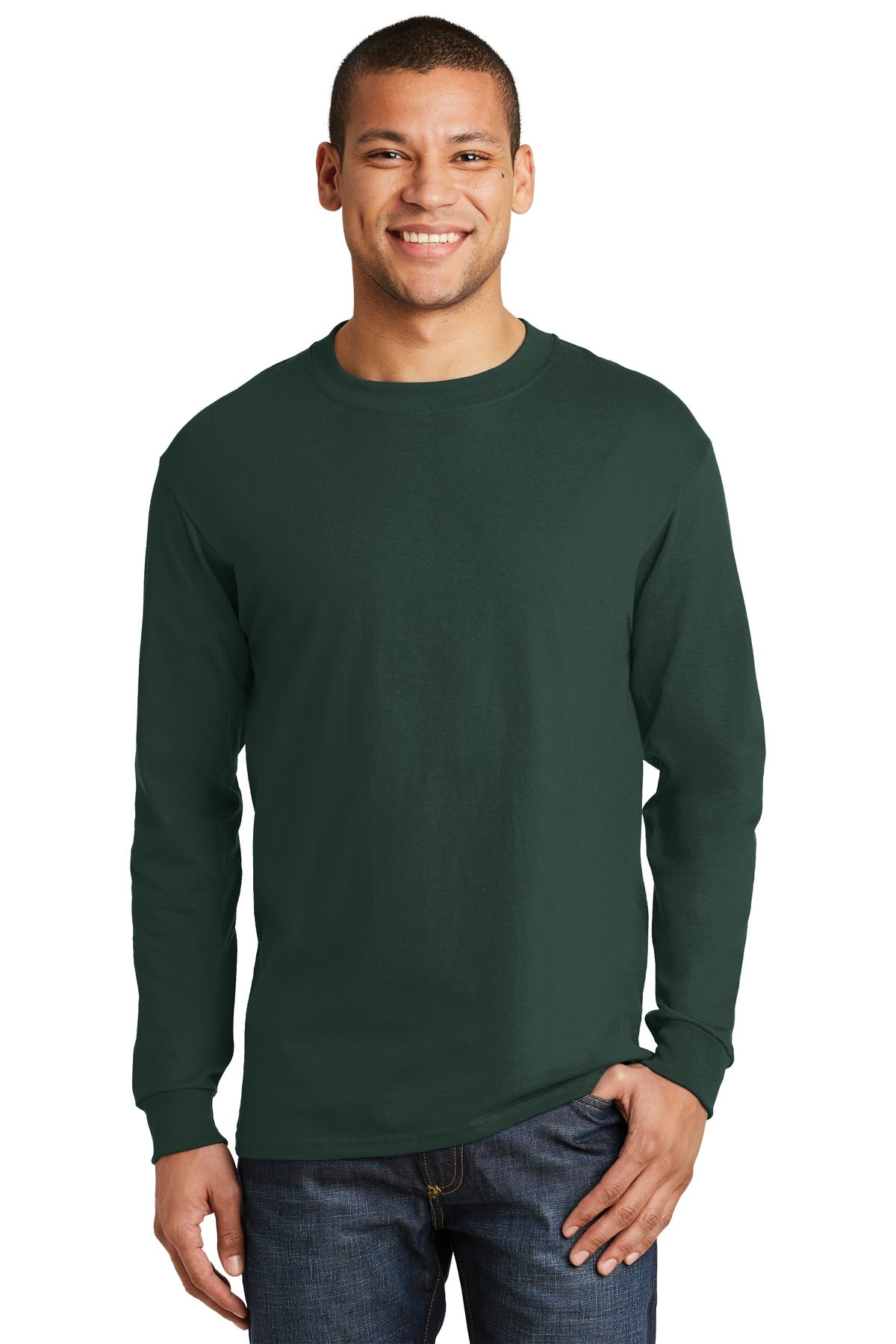 Hanes  Beefy-T  -  100% Cotton Long Sleeve T-Shirt.  5186