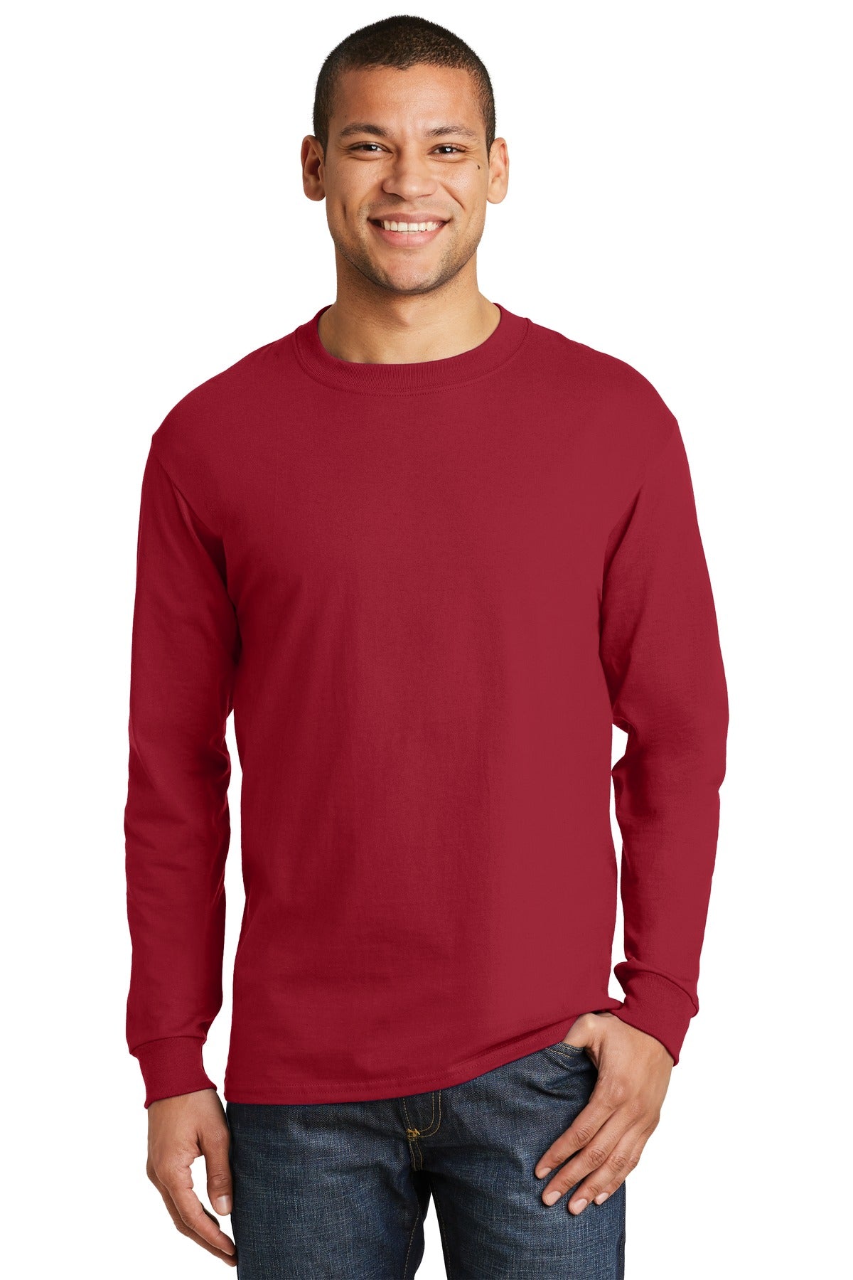 Hanes  Beefy-T  -  100% Cotton Long Sleeve T-Shirt.  5186