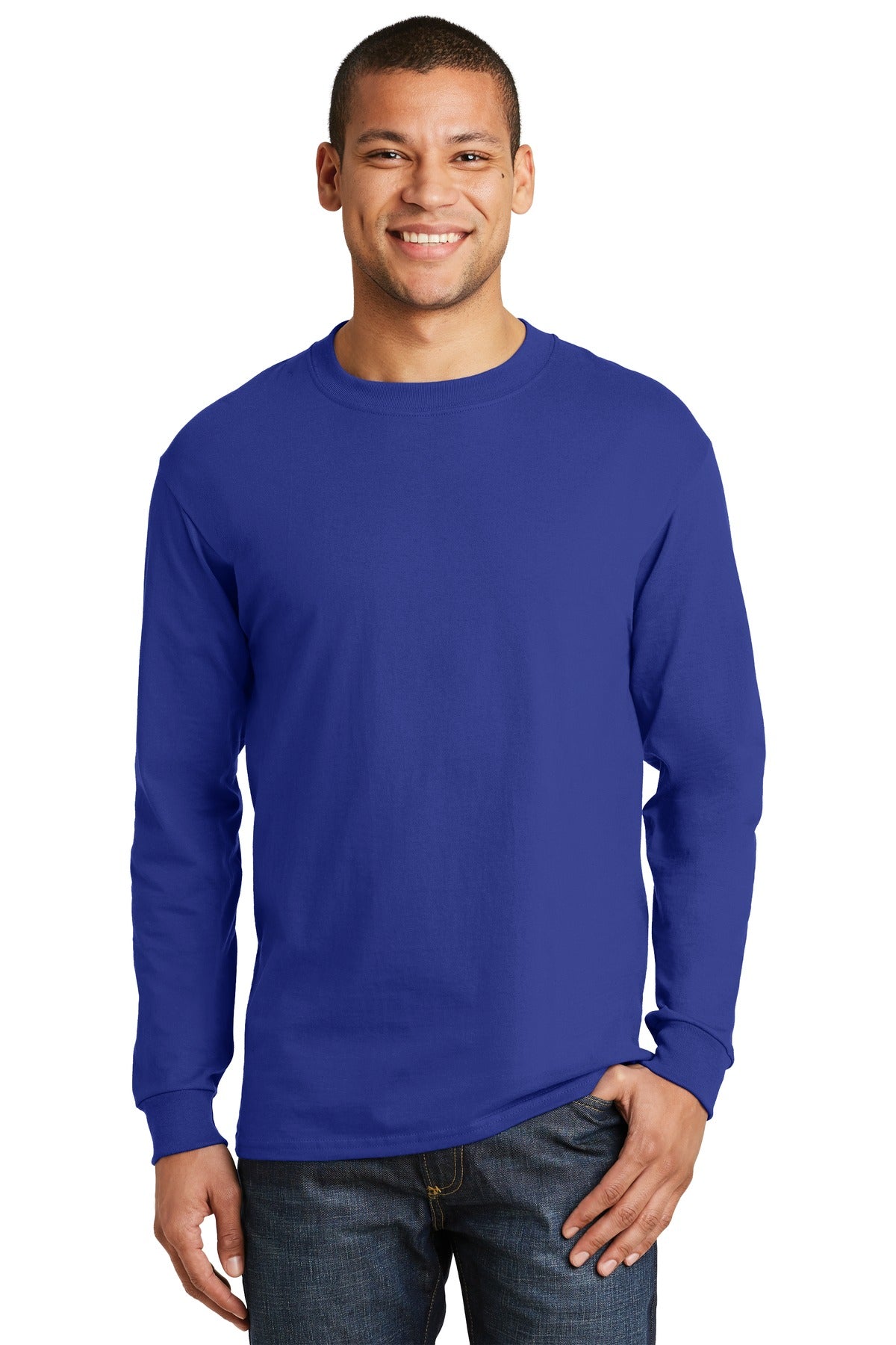 Hanes  Beefy-T  -  100% Cotton Long Sleeve T-Shirt.  5186