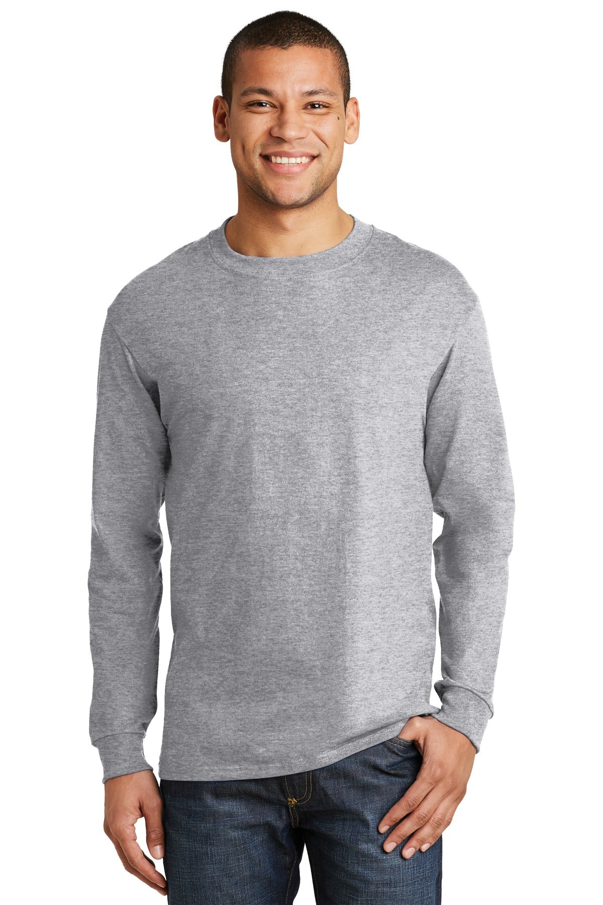 Hanes  Beefy-T  -  100% Cotton Long Sleeve T-Shirt.  5186