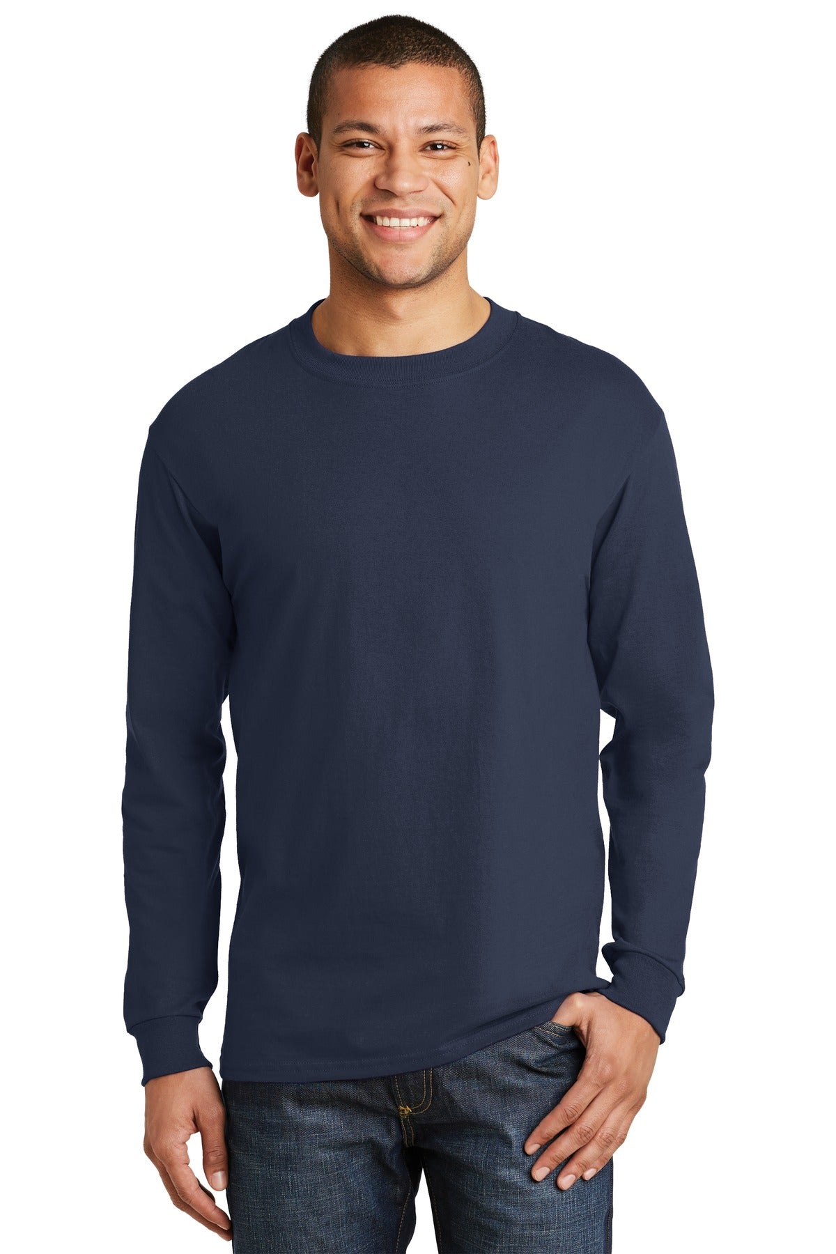 Hanes  Beefy-T  -  100% Cotton Long Sleeve T-Shirt.  5186