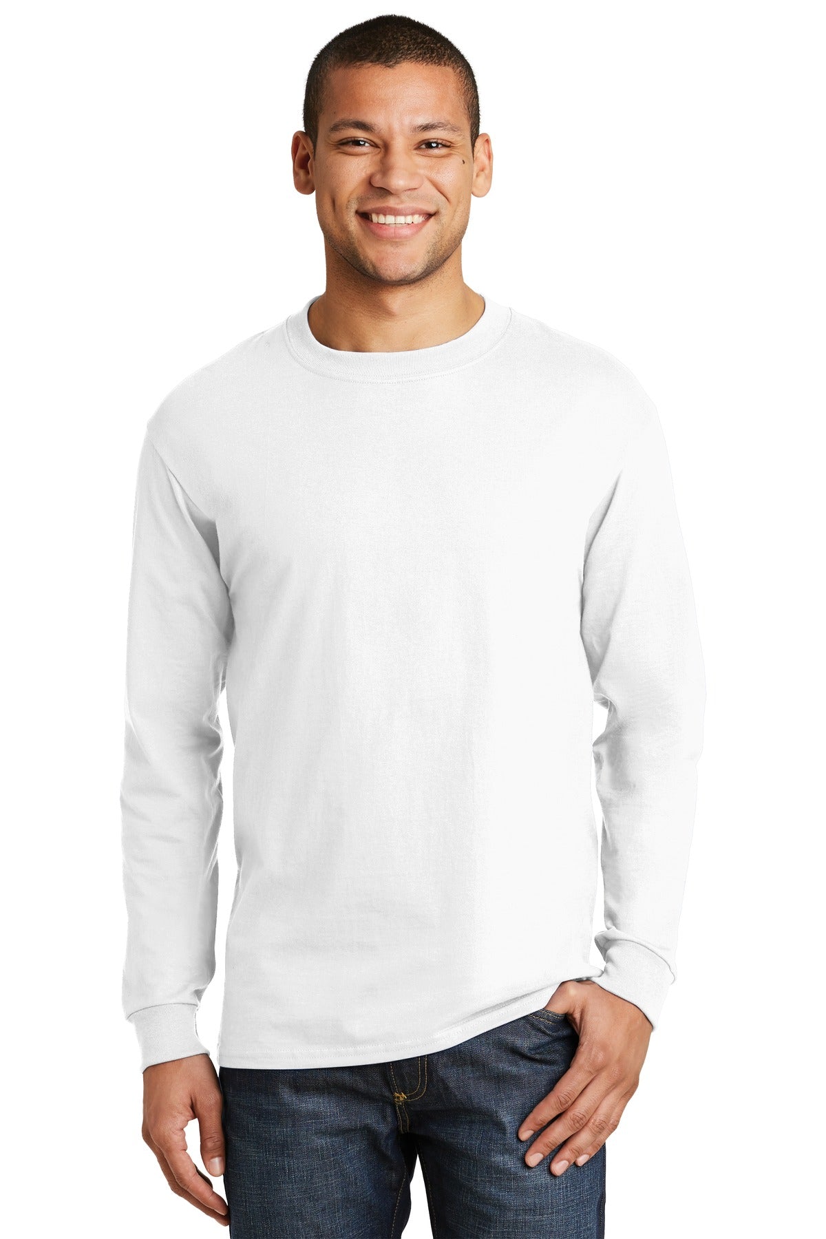 Hanes  Beefy-T  -  100% Cotton Long Sleeve T-Shirt.  5186