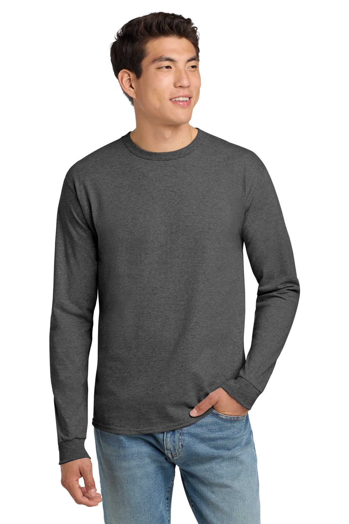 Hanes  - Authentic 100% Cotton Long Sleeve T-Shirt.  5586