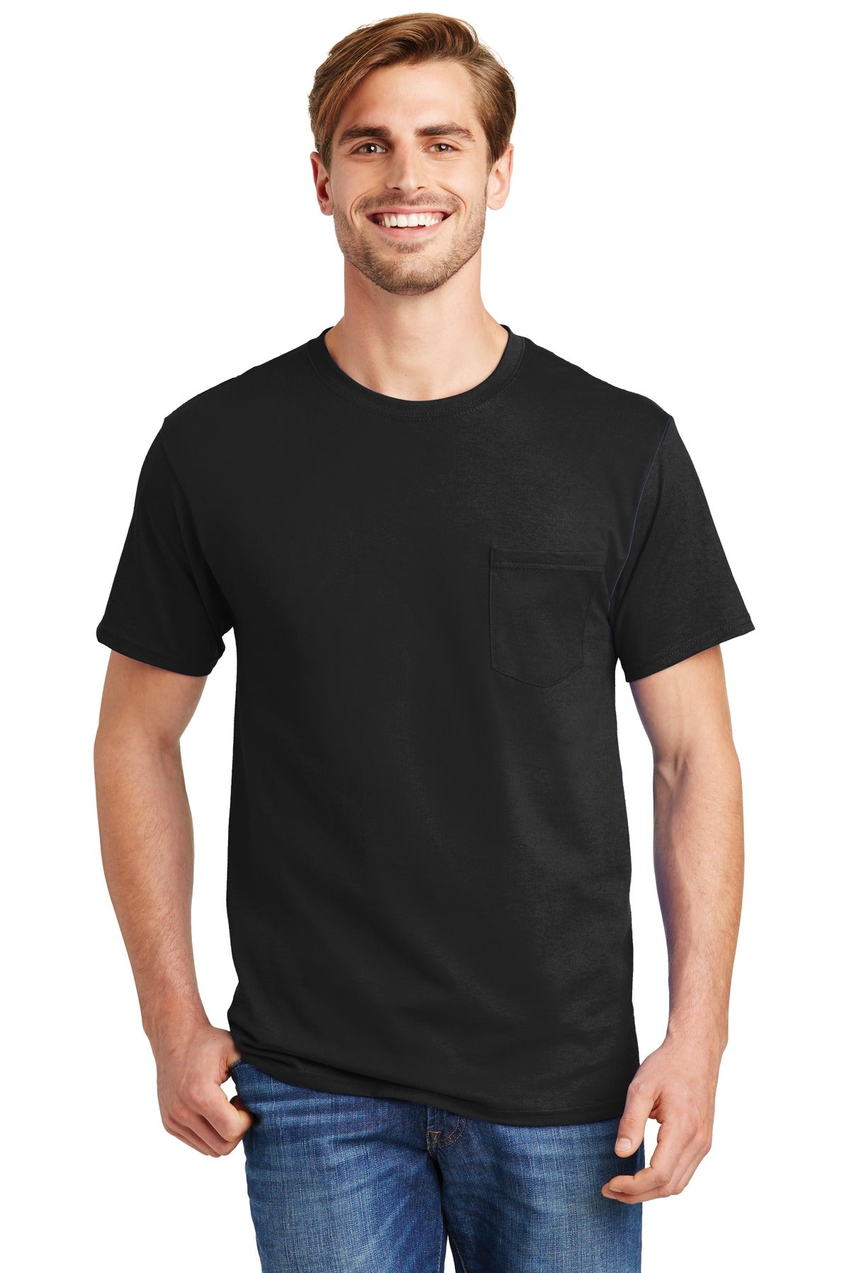 Hanes  - Authentic 100%  Cotton T-Shirt with Pocket.  5590