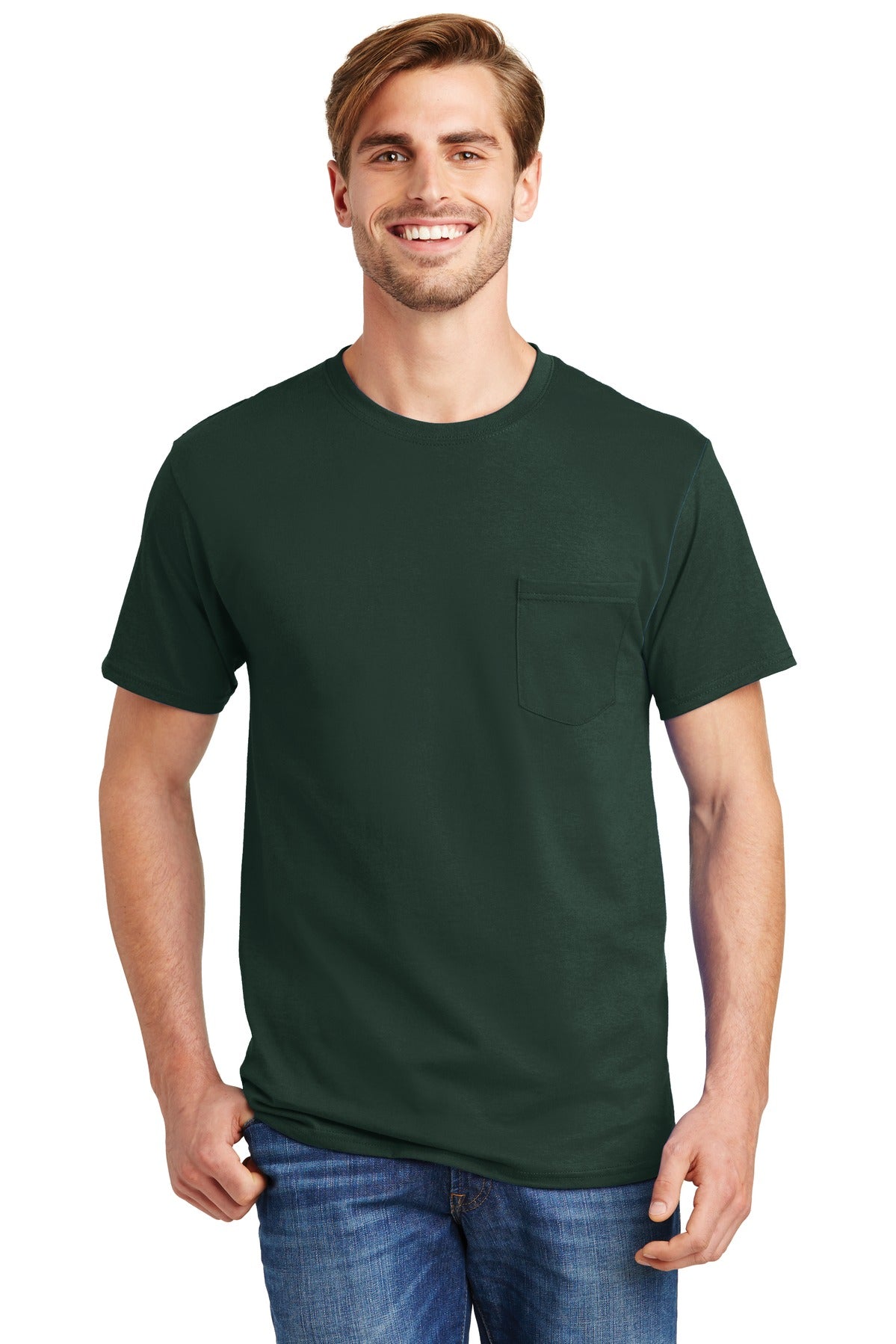 Hanes  - Authentic 100%  Cotton T-Shirt with Pocket.  5590