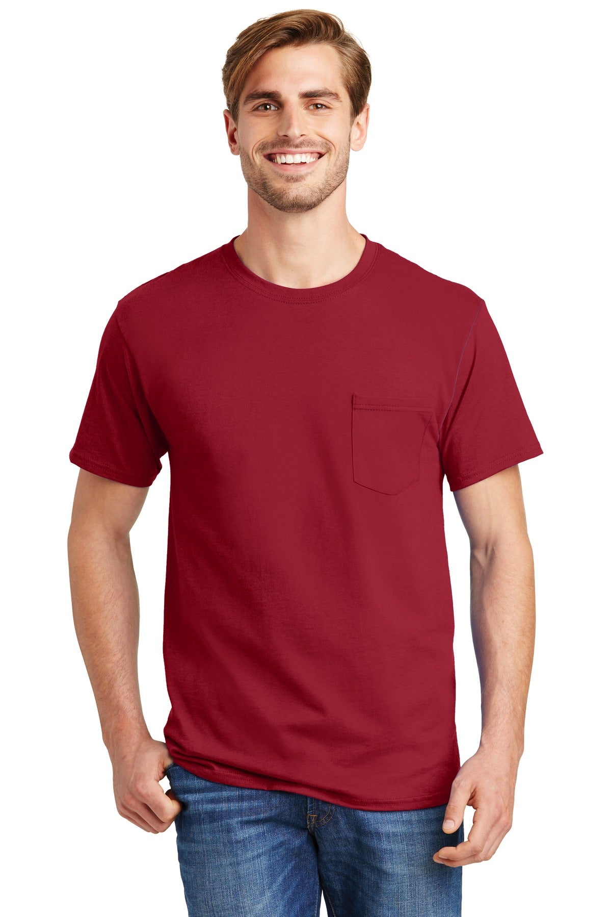 Hanes  - Authentic 100%  Cotton T-Shirt with Pocket.  5590