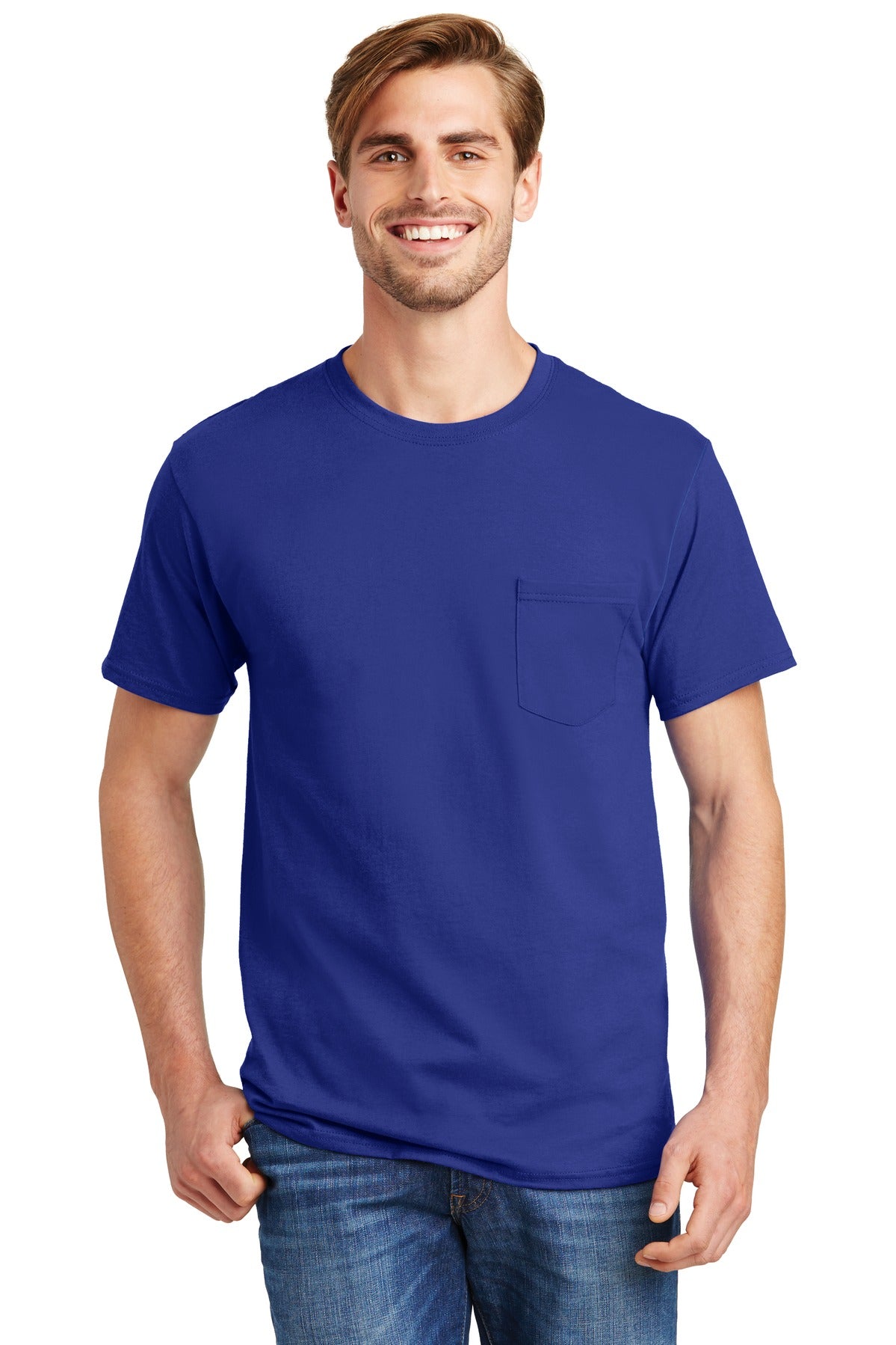 Hanes  - Authentic 100%  Cotton T-Shirt with Pocket.  5590