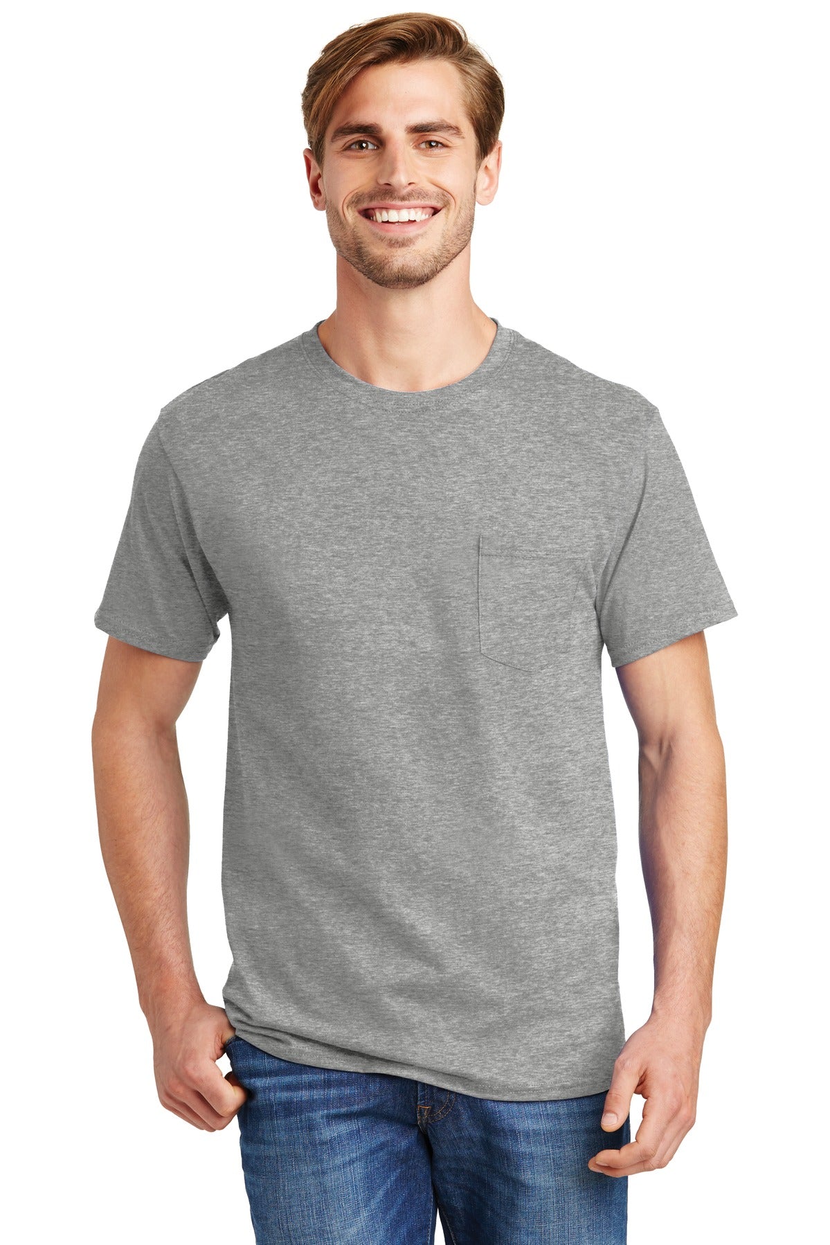 Hanes  - Authentic 100%  Cotton T-Shirt with Pocket.  5590