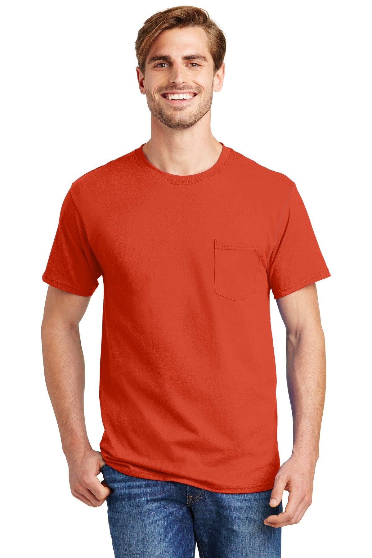 Hanes  - Authentic 100%  Cotton T-Shirt with Pocket.  5590