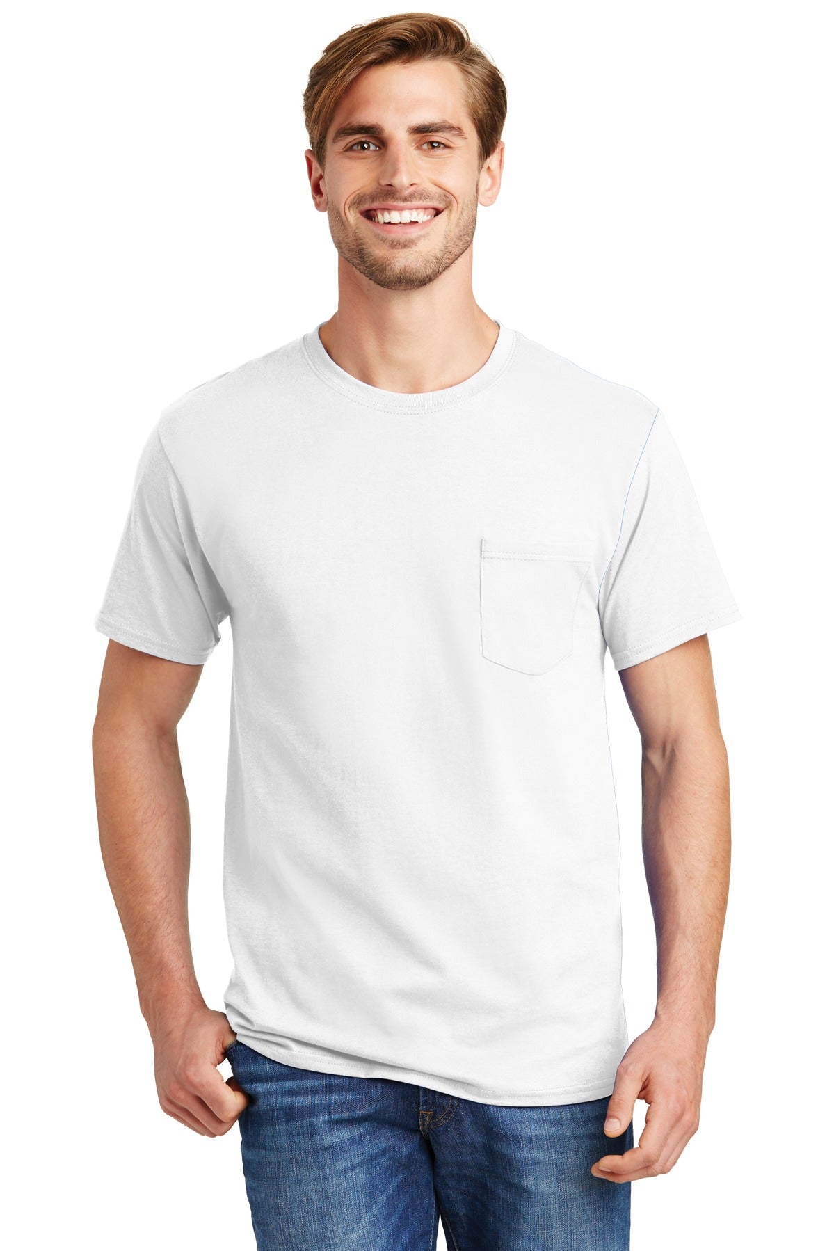 Hanes  - Authentic 100%  Cotton T-Shirt with Pocket.  5590