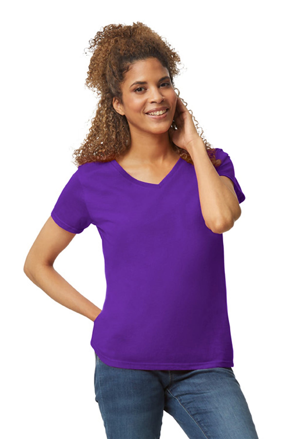 Gildan  Women's Heavy Cotton  100% Cotton V-Neck T-Shirt. 5V00L