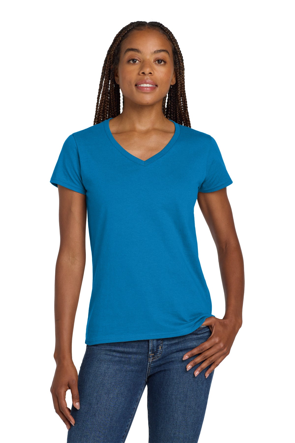 Gildan  Women's Heavy Cotton  100% Cotton V-Neck T-Shirt. 5V00L