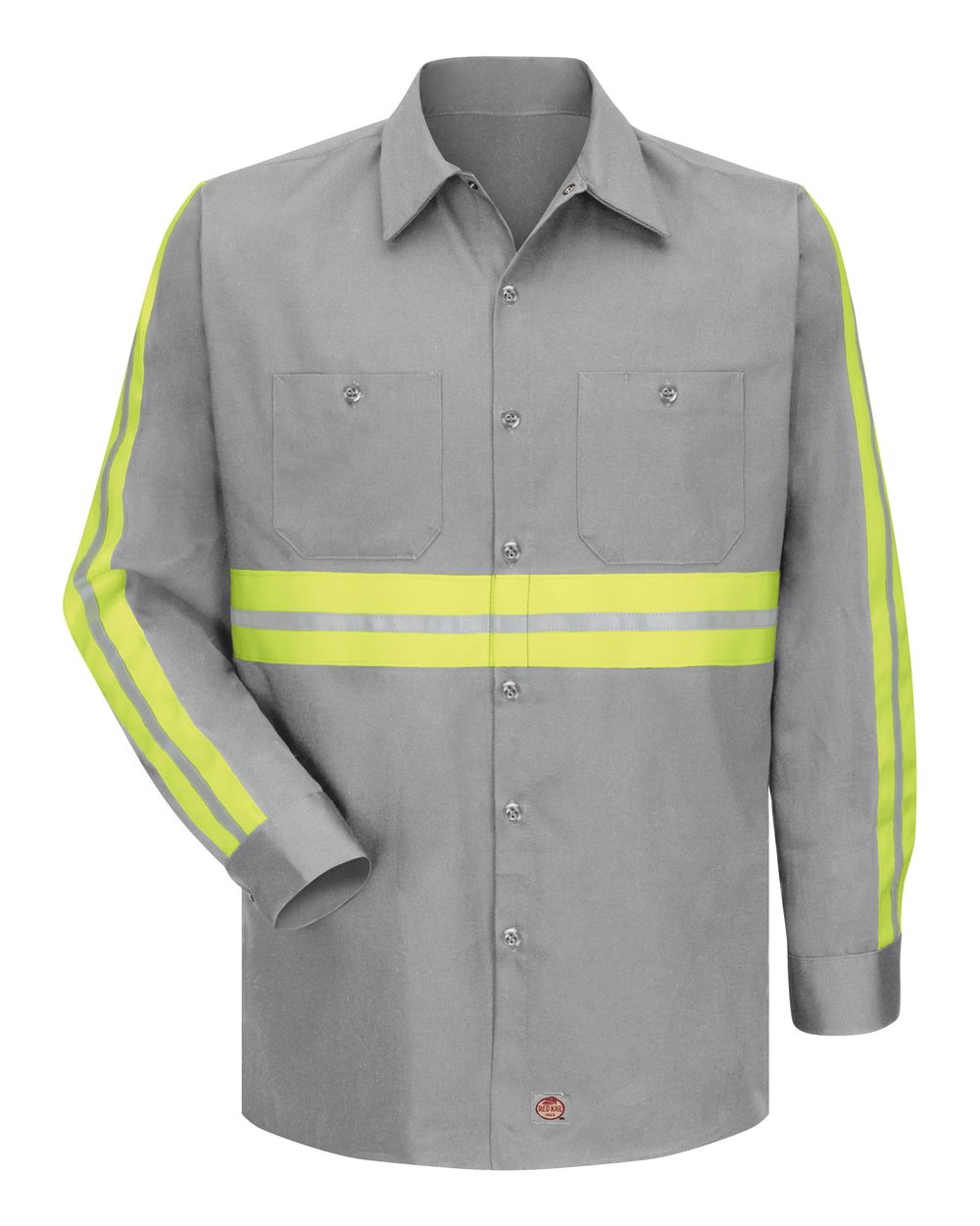 Red Kap SC30E Enhanced Visibility Long Sleeve Cotton Work Shirt - Grey