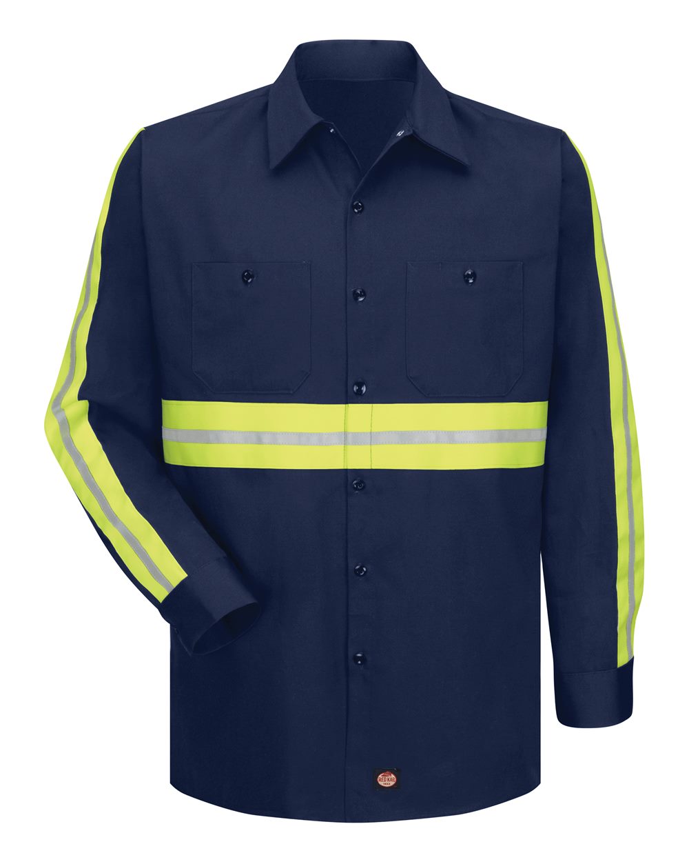 Red Kap SC30E Enhanced Visibility Long Sleeve Cotton Work Shirt - Navy
