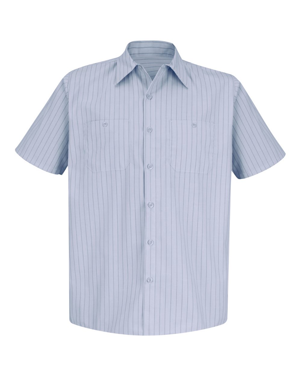 Red Kap SP20 Premium Short Sleeve Work Shirt - Light Blue/Navy Stripe