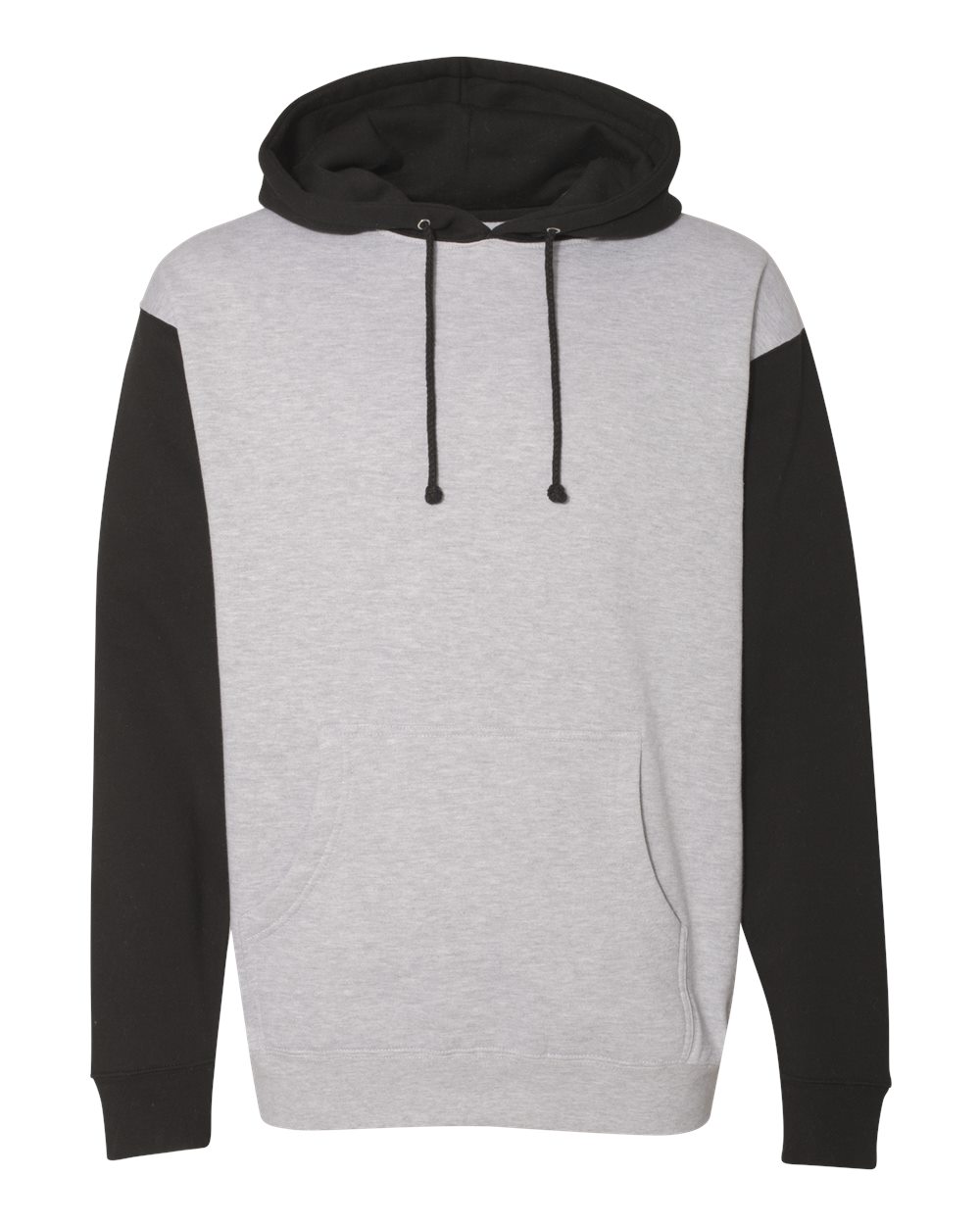 Independent Trading Co. Heavyweight Hooded Sweatshirt IND4000 in Grey Heather- Black