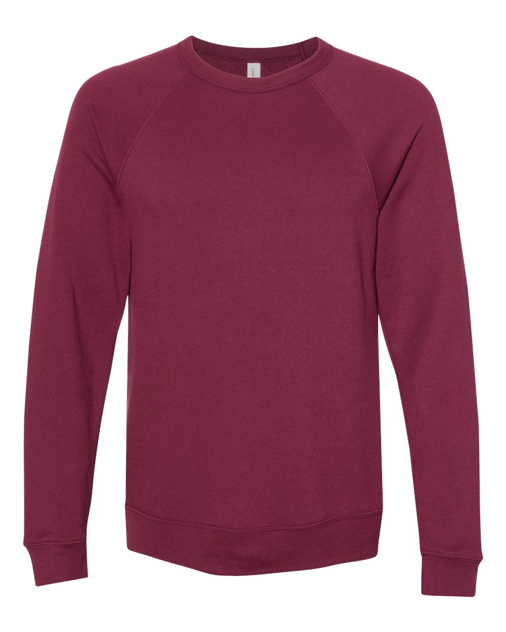 BELLA+CANVAS Sponge Fleece Raglan Crewneck 3901 in Maroon