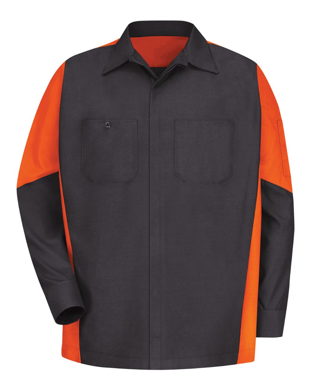 Red Kap SY10 Long Sleeve Automotive Crew Shirt - Charcoal/Orange