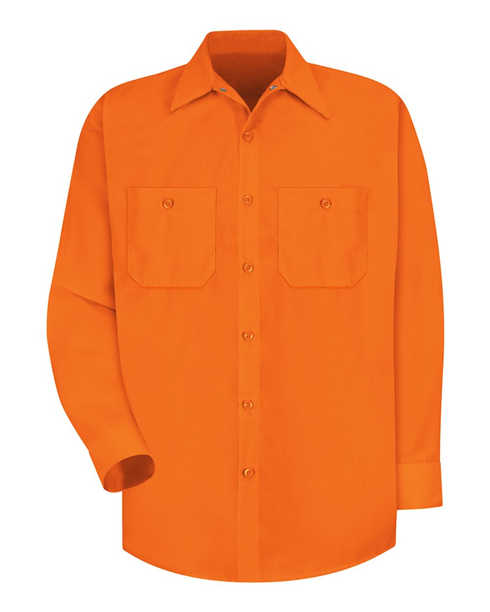 Red Kap SS14T Tall Enhanced Visibility Long Sleeve Work Shirt - Fluorescent Orange