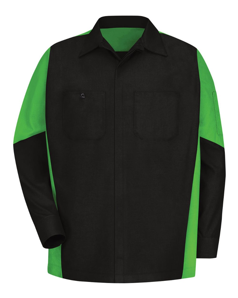 Red Kap SY10 Long Sleeve Automotive Crew Shirt - Black/Lime
