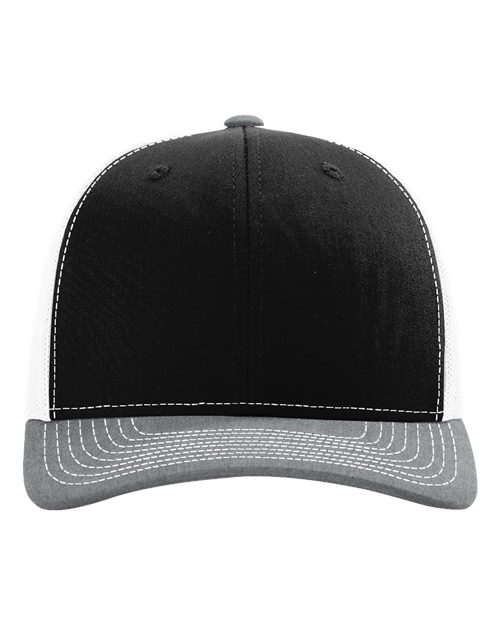 Richardson 112 Snapback Trucker Cap in Black/ White/ Heather Grey