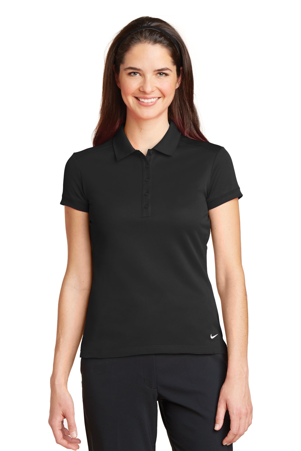 Nike Women's Dri-FIT Solid Icon Pique Modern Fit Polo. 746100 - Black