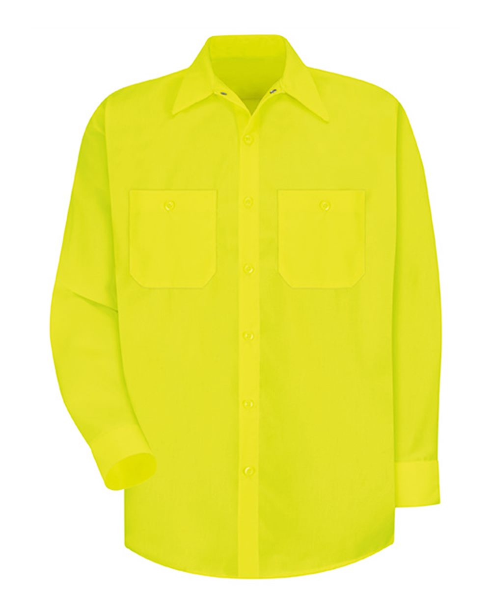 Red Kap SS14T Tall Enhanced Visibility Long Sleeve Work Shirt - Fluorescent Yellow